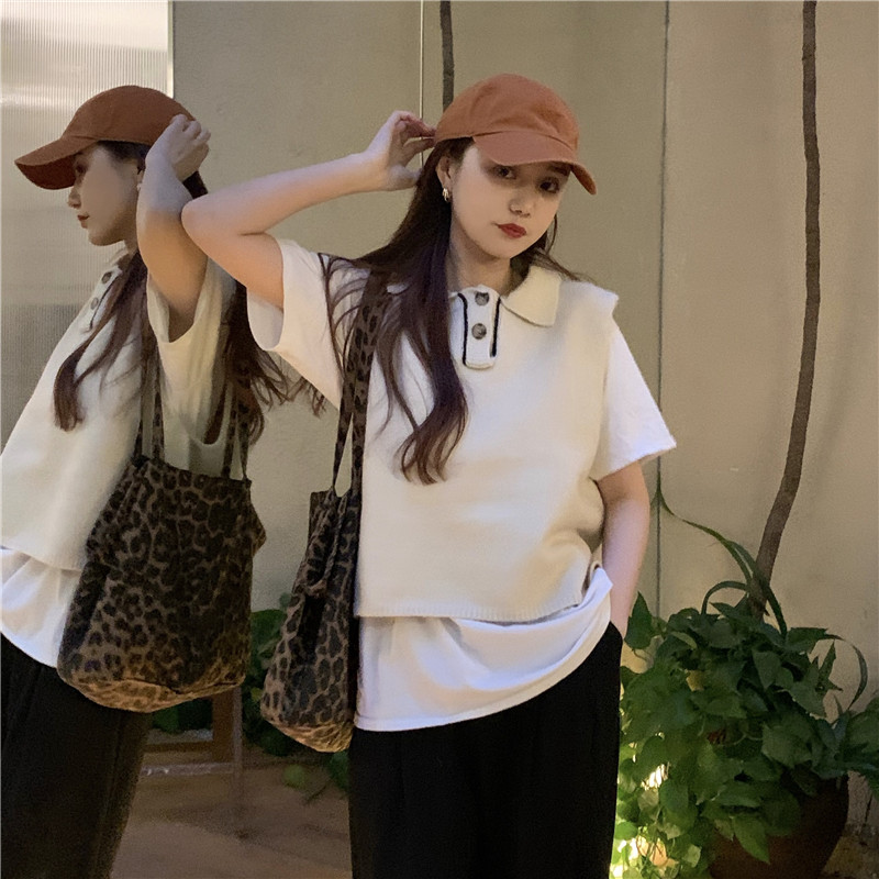 New Lapel knitted vest in early spring