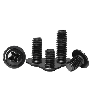 促碳钢黑色十字圆头带垫螺丝 PWM镀镍电脑带介螺钉M2M2.5M3M4M5M6