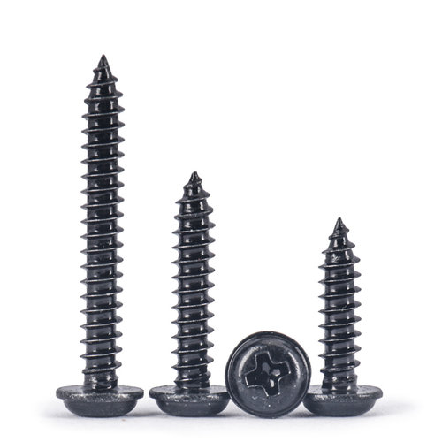 PWA十字黑色圆头带垫自攻螺丝