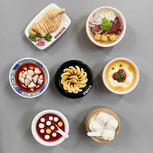 【南京美食冰箱贴】江苏城市特色小吃仿真食玩磁贴甜品创意微缩