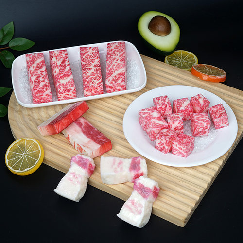 仿真生鲜猪肉五花肉食物模型牛肉条牛肉粒摆件羊扒假牛排牛肉道具