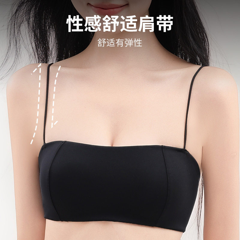 法式内衣极简春夏季细带美背抹胸杯吊带性感时尚百搭薄款小胸文胸