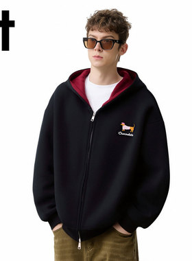 it:CHOCOOLATE开衫连帽撞色卫衣2025新款宽松休闲外套情侣上衣男