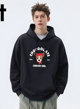 it:CHOCOOLATE美式宽松连帽卫衣加绒加厚秋冬休闲帽衫情侣上衣潮