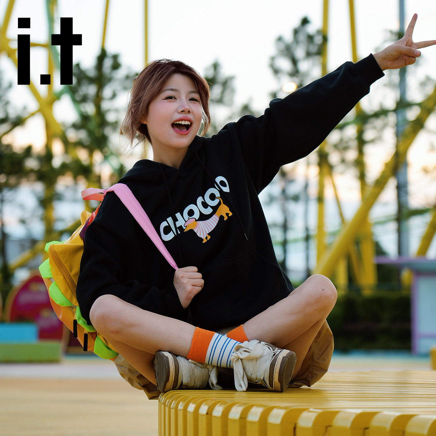 it美式复古连帽卫衣外套男女