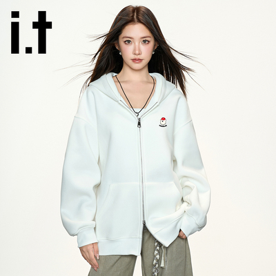 it美式连帽开衫宽松卫衣男女款