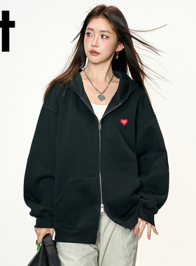 it:CHOCOOLATE连帽开衫加绒卫衣男女美式休闲宽松秋冬加厚外套潮