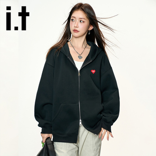 it:CHOCOOLATE连帽开衫加绒卫衣男女美式休闲宽松秋冬加厚外套潮