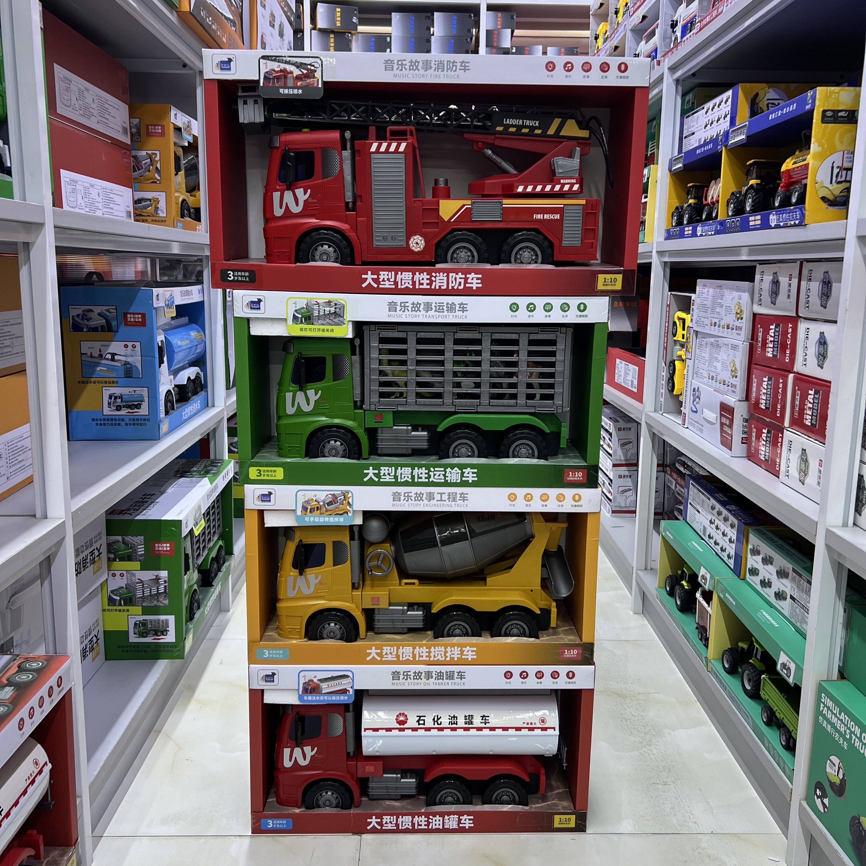 惯性大型消防工程车灯光音乐玩具