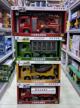 惯性大型消防工程车灯光音乐玩具
