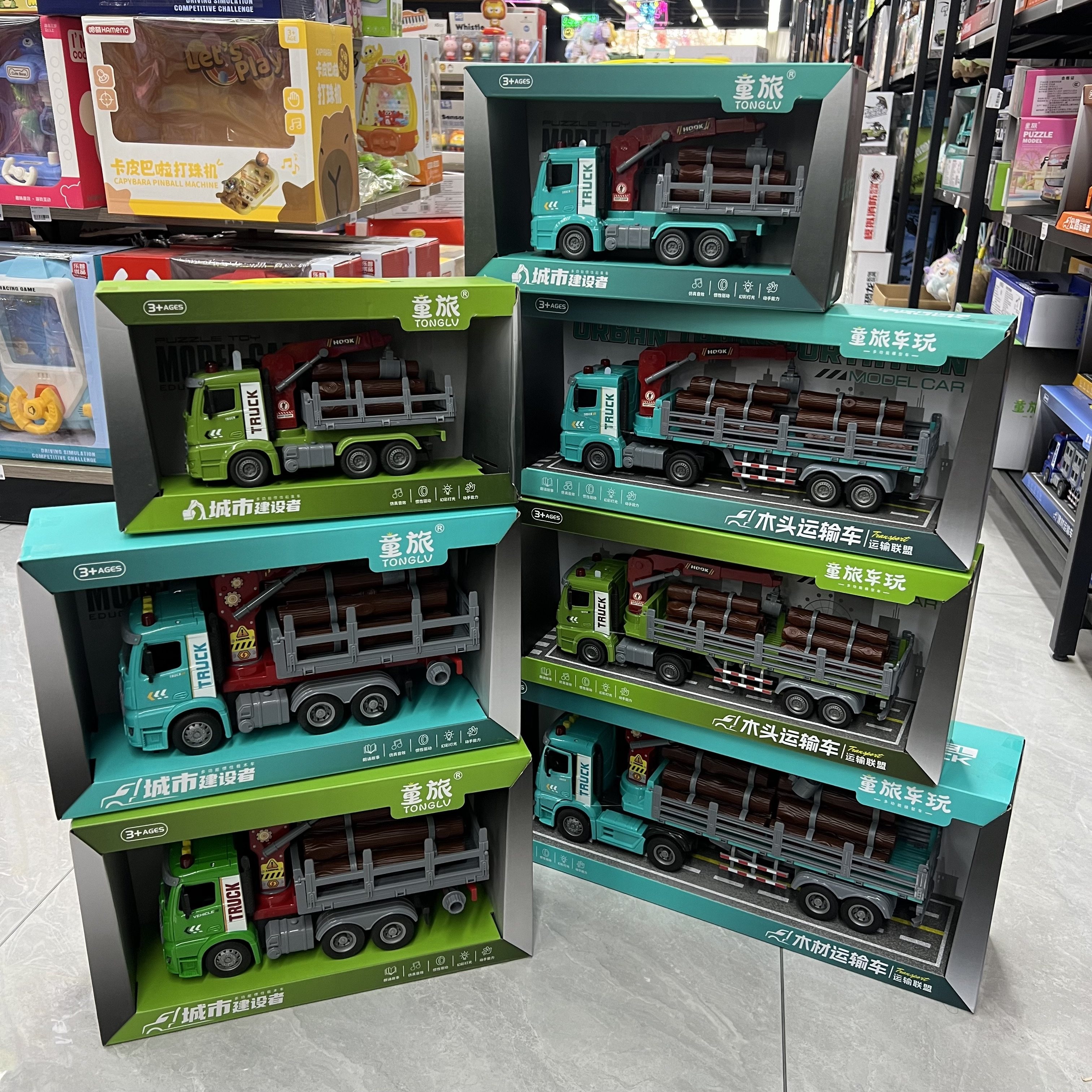 童旅车木头运输车惯性滑行玩具