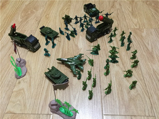 包邮十款场景士兵怀旧人小人组合玩具兵人军事套装坦克模型车