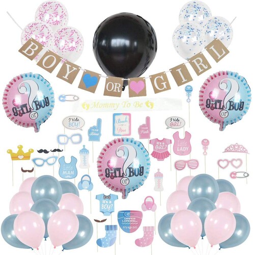 Gender Reveal Party 男女宝宝周岁迎婴派对装饰拉花性别揭示布置