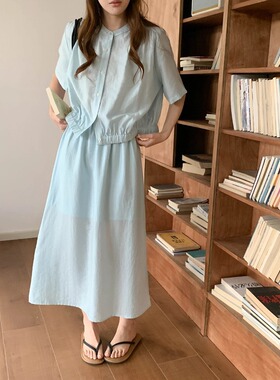 3th Morning 高智感天菜 天丝混纺短袖衬衫半身裙套装ZY4280