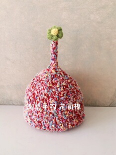 成品原创设计小众秋冬手工编织钩花毛线保暖亲子帽子魔法精灵尖顶