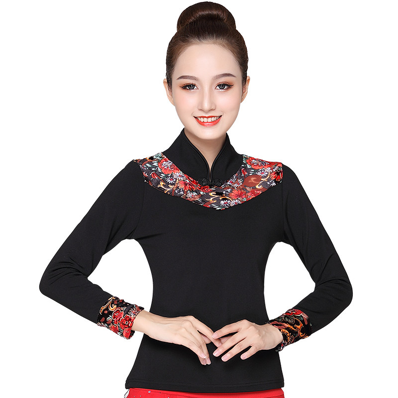 秋冬新款广场舞服装加绒加厚上衣女成人跳舞练习服运动演出服上装