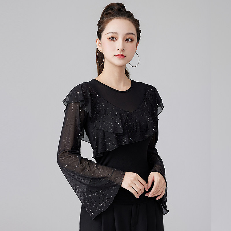 新款拉丁舞长袖上衣成人女2026夏季跳舞蹈服装交谊舞广场舞演出服