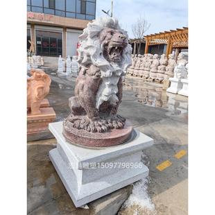 门口石狮子仿真蹲狮子1.2米高 欧式 大理石石材雕刻别墅看门摆件品