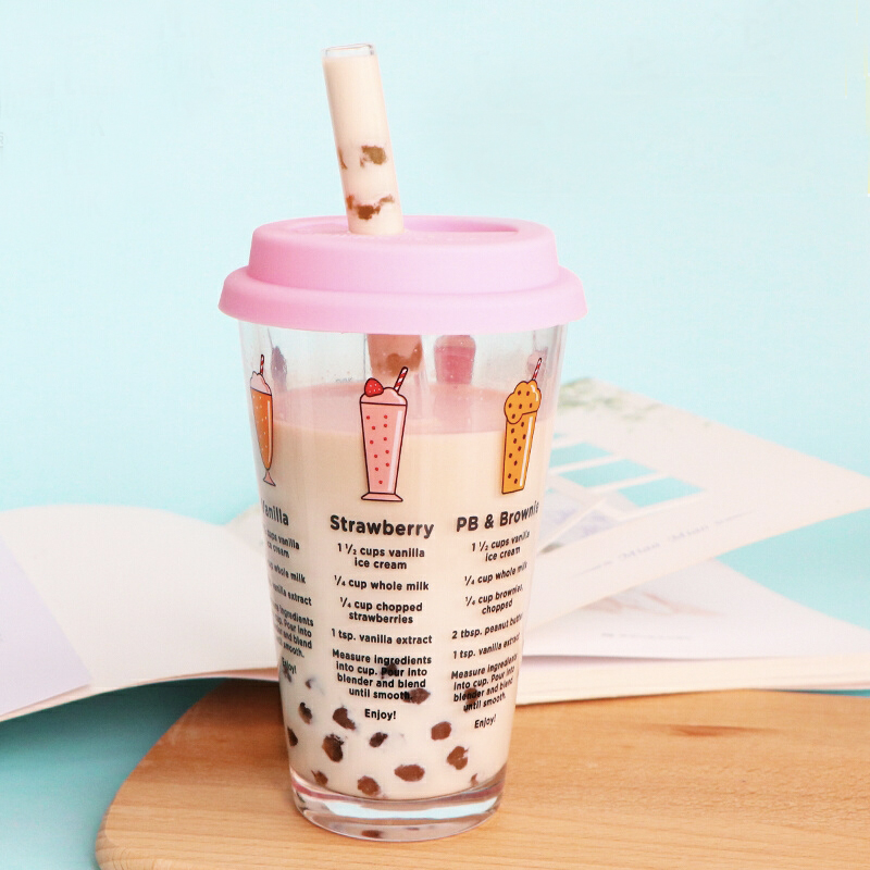 网红喝奶茶杯带大吸管杯子家用