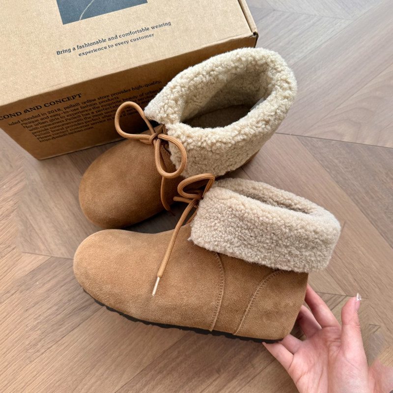 羊羔毛内增高勃肯短靴女加绒毛毛棉鞋2025冬季新款厚底两穿雪地靴,女鞋,时尚雪地靴,淘宝优惠券,粉丝福利购,淘宝优惠卷