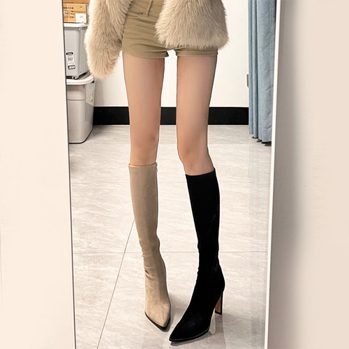 OMG千金感十足！高跟显瘦长筒靴