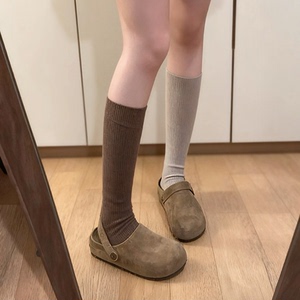 厚底两穿勃肯鞋女半拖外穿平底2025秋季新款复古包头一脚蹬博肯鞋