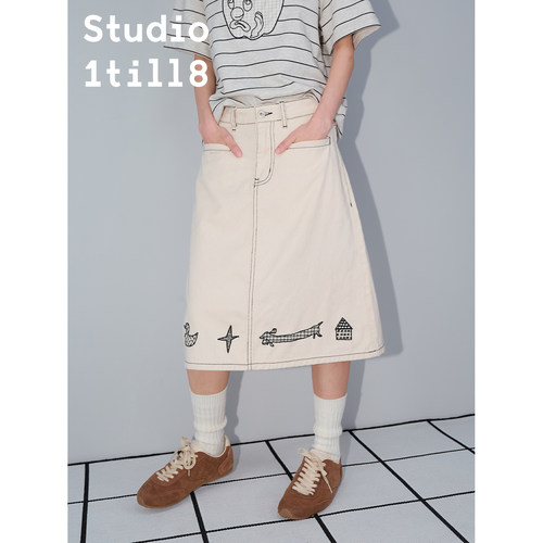 Studio1till8乡野乐园刺绣牛仔裙