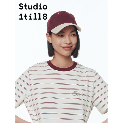 Studio1till8水果刺绣条纹T恤