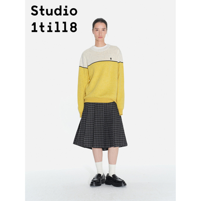 Studio1till8黄白拼色彩点毛衣