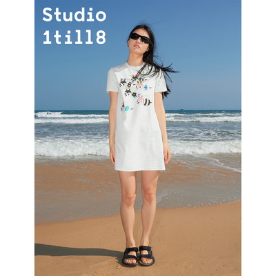 Studio1till8蜜蜂印花T恤连衣裙