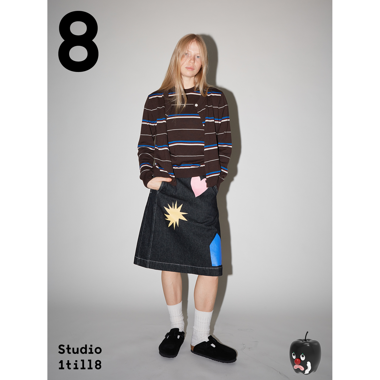 Studio1till8条纹假两件针织衫