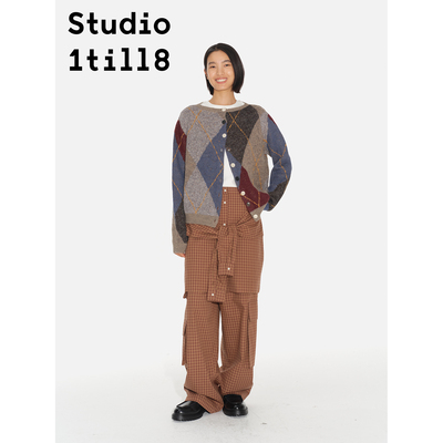 Studio1till8菱格纹针织开衫