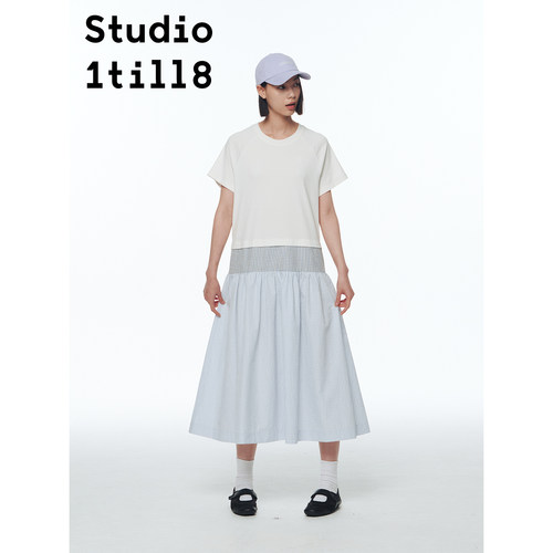 Studio1till8插肩袖拼接连衣裙