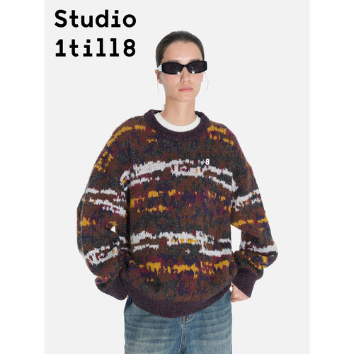 Studio1till8杂色圆领毛衣