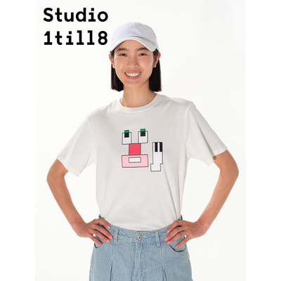 Studio1till8几何表情印花短袖