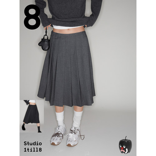 Studio1till8经典百搭窄腰百褶裙