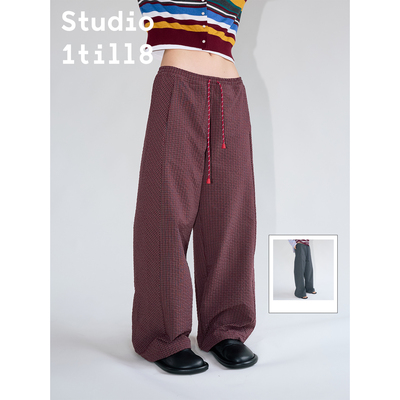Studio1till8格纹抽绳休闲裤