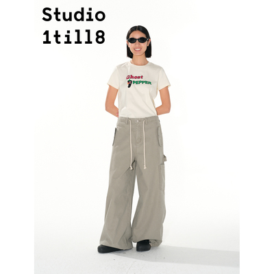 Studio1till8棉绳洗褪帆布裤