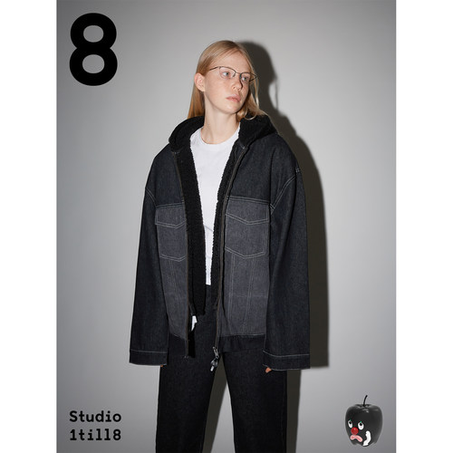 Studio1till8拼接连帽牛仔夹克