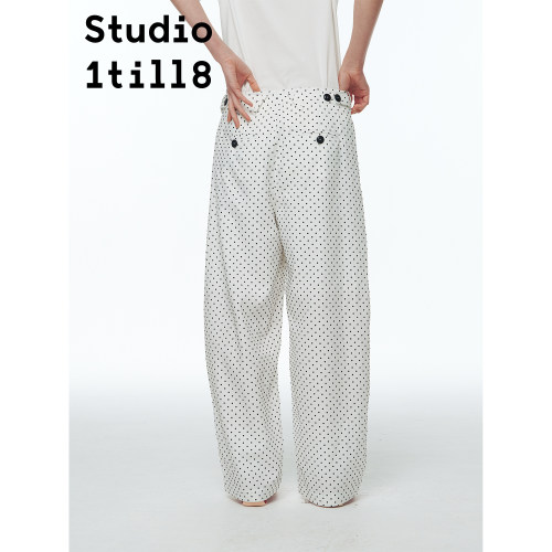 Studio1till8波点纽扣长裤