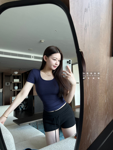 基础系列 修身 多色BI入 圆领紧身T恤 简约上衣女纯欲 纯色短袖 tee