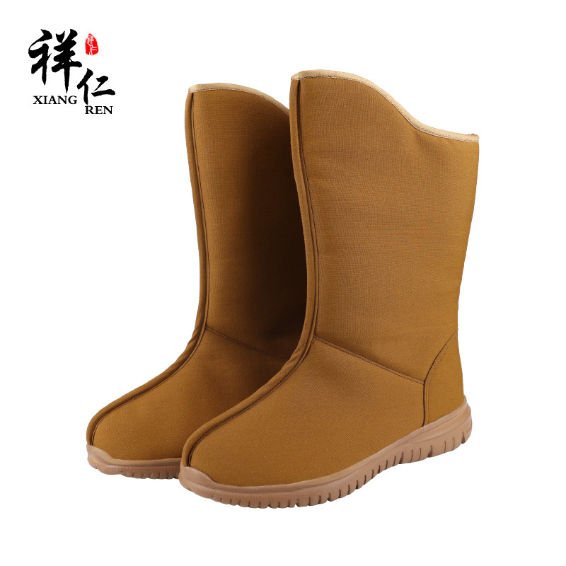 特卖祥仁僧鞋冬季毛绒棉鞋男女僧人加绒大棉靴保暖雪地靴出家人和