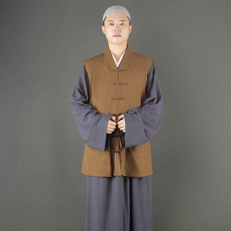 特价僧服春秋款伽蓝褂僧衣马甲出家僧人和尚服装坎肩无袖大褂长褂