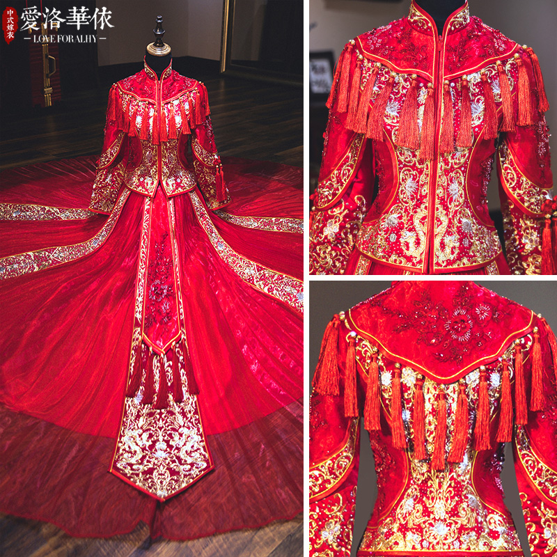 Spring summer suhe traditional wedding dress, evening dress, 2022 collection, dragon and phoenix