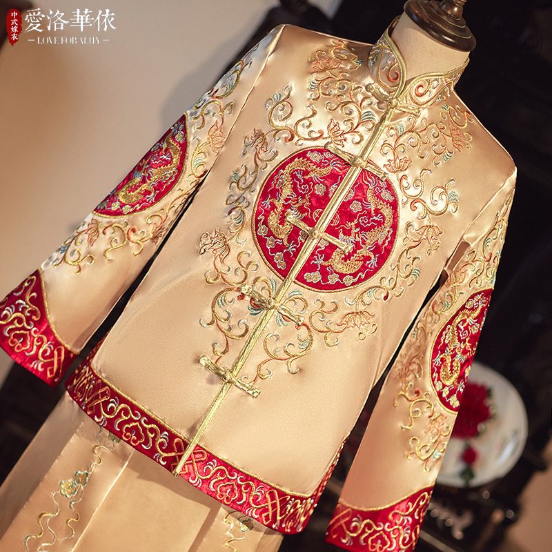 秀禾服男装2020新款中式新郎礼服男士马褂袍唐装中国风秀和服男款