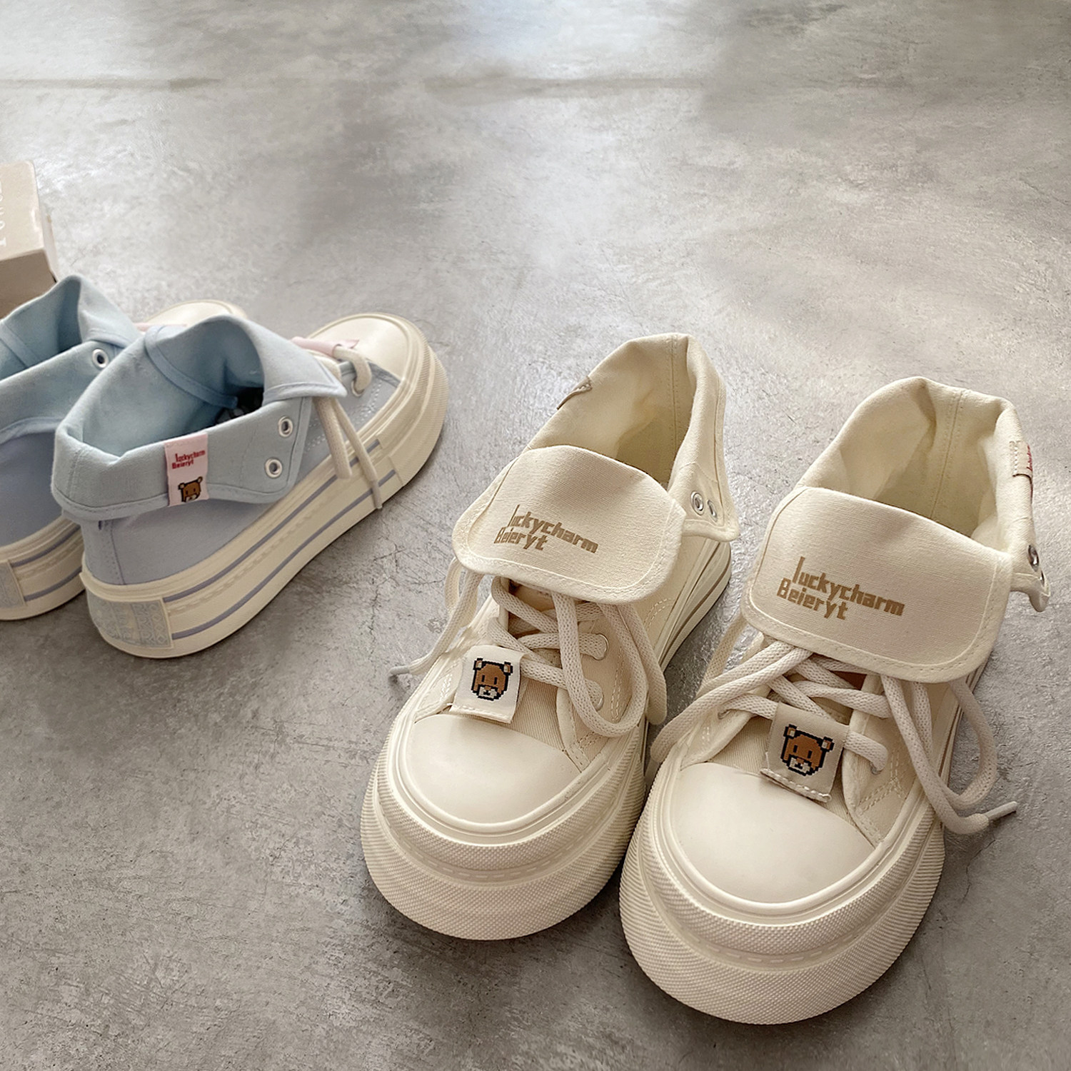 六月初品ins日系大头小白鞋女可爱复古百搭学生两穿春季帆布鞋潮