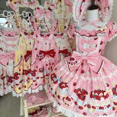 可爱lo裙甜系古早感原创lolita连衣裙 背带 现货掉落 草莓派op