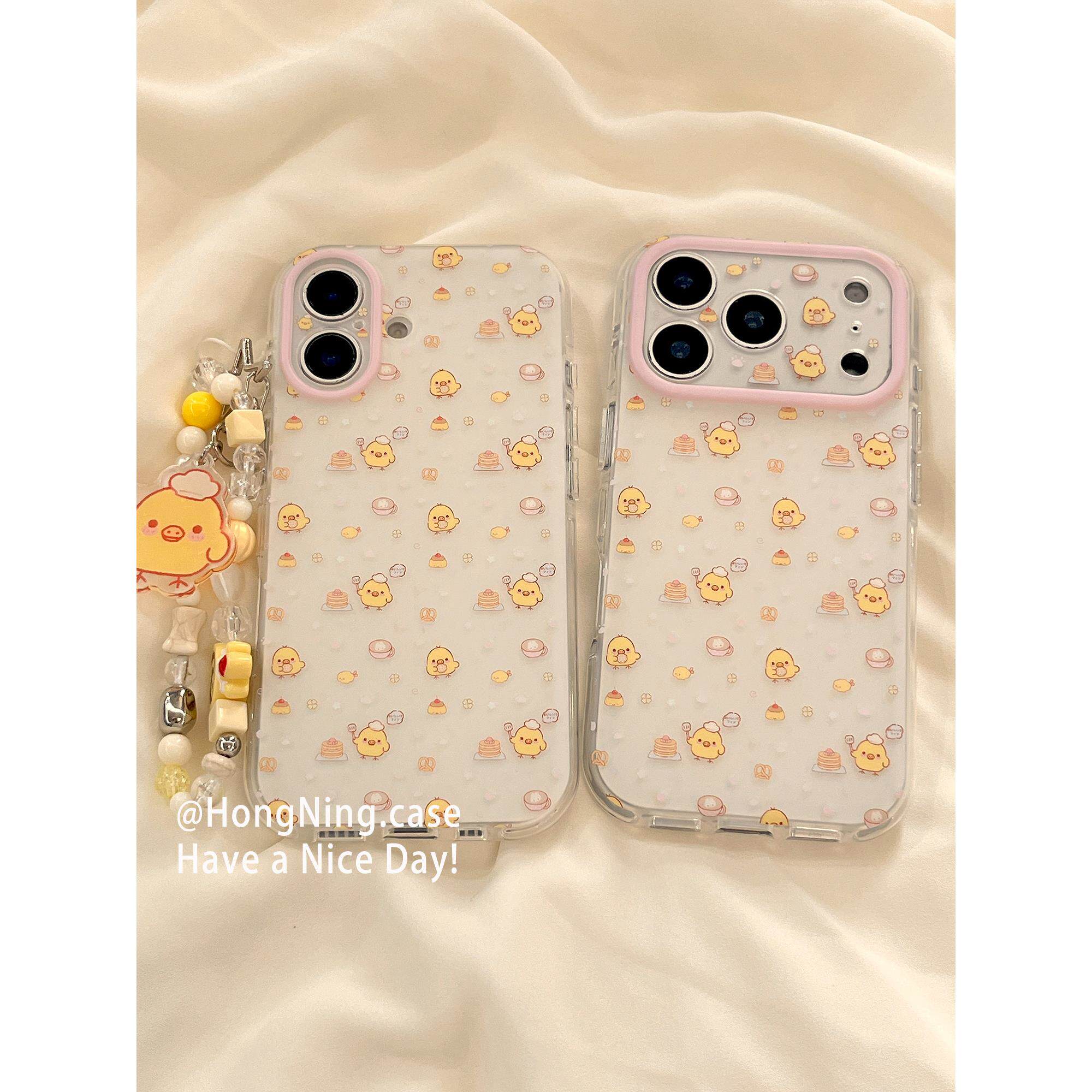 趣味卡通面包师小鸡带链条适用iPhone17ProMax手机壳软萌可爱苹果16pro新款15PRO女款小众17全包防摔16保护套