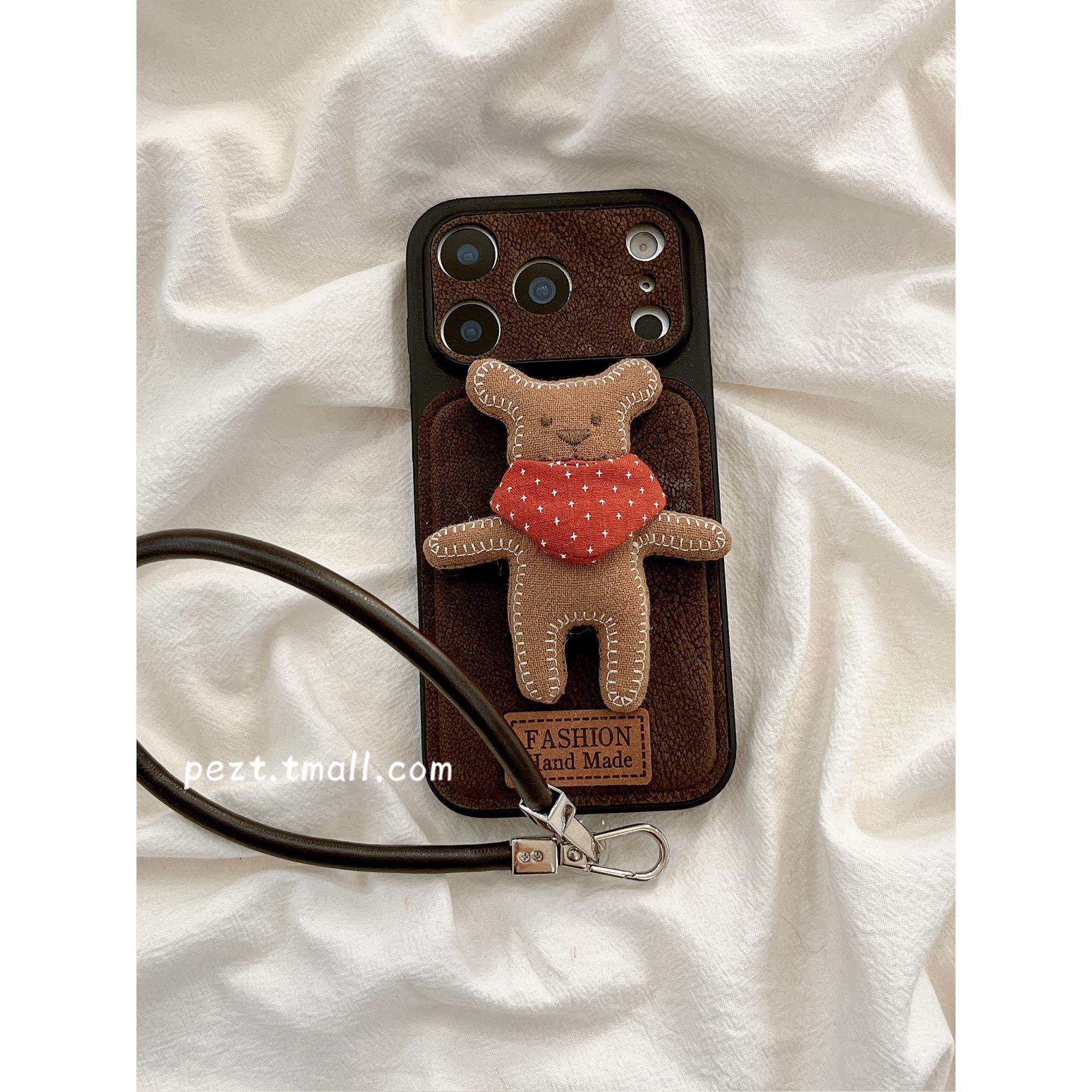 立体棕色毛绒小熊绒布适用苹果iPhone17promax手机壳带挂绳16pro耐脏17pro新款15防摔套可爱14秋冬13女款全包,3C数码配件,手机保护套/壳,淘宝优惠券,粉丝福利购,淘宝优惠卷