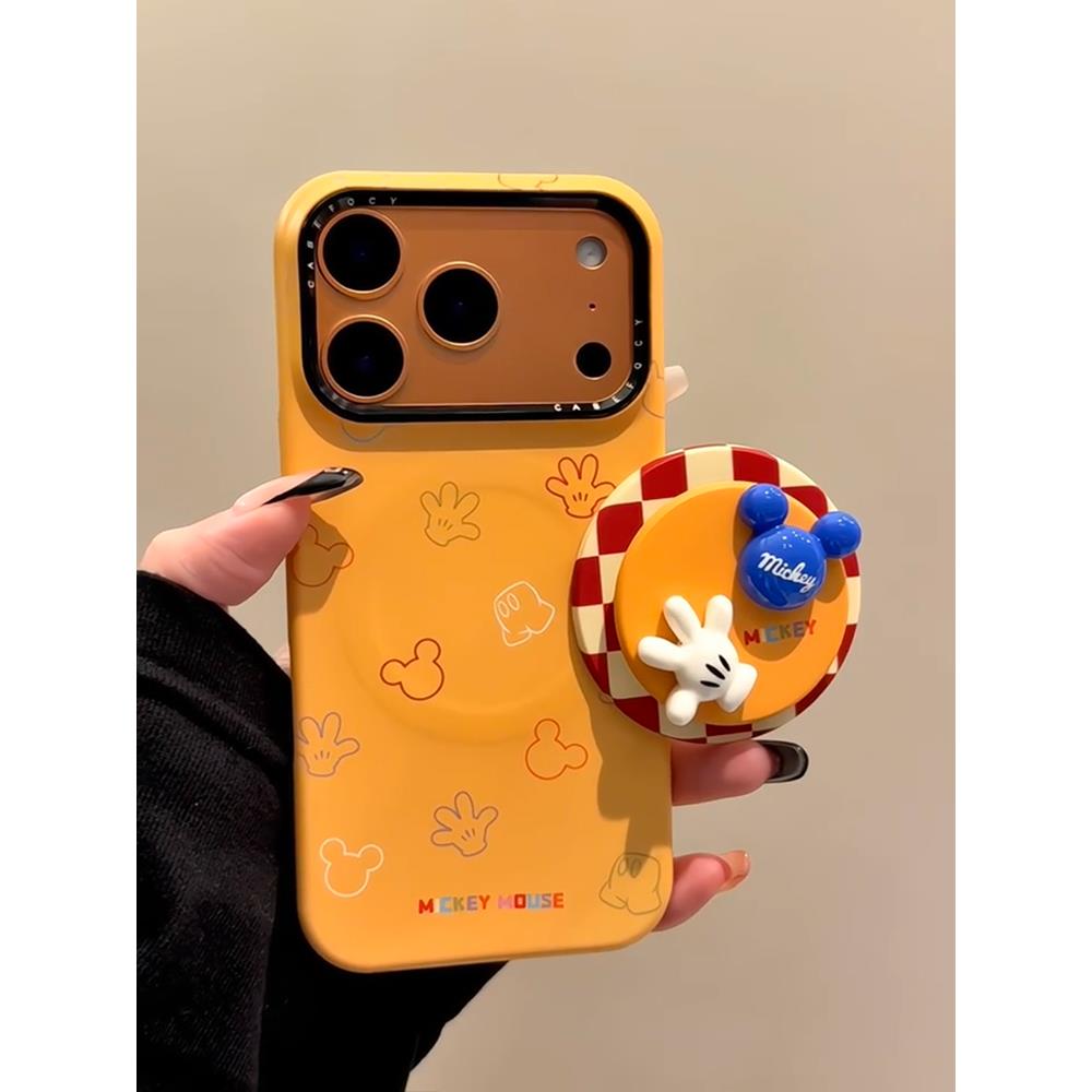 日韩ins潮牌卡通动漫立体手套米奇磁吸支架适用iPhone17promax手机壳苹果15pro女款16超好看13女14菲林保护套